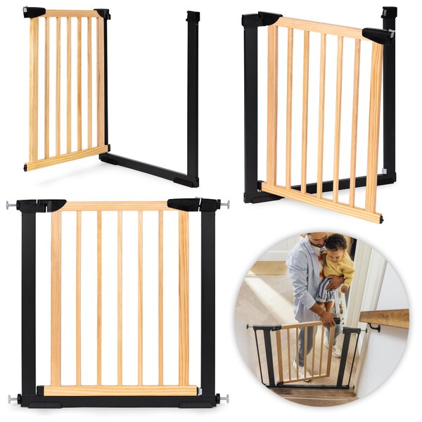 EcoToys Bezpečnostná závorová brána 74-80 cm na schody a dvere kovové drevo