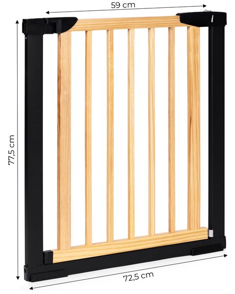 EcoToys Bezpečnostná závorová brána 74-80 cm na schody a dvere kovové drevo