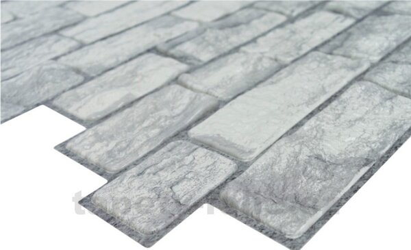 Obkladové panely 3D PVC TP10032972, cena za kus, rozmer 955 x 480 mm, ukladaný kameň sivo-biely, GRACE