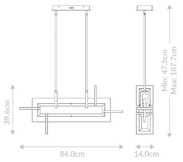 ZÁVESNÉ LED SVIETIDLO, 84/47,5/14 cm Elstead Lighting - Interiérové svietidlá