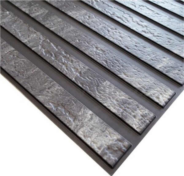 Obkladové panely 3D PVC TP10034020, cena za kus, rozmer 955 x 480 mm, lamely kameň tmavo sivý, GRACE