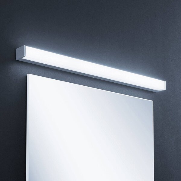 Lindby LED kúpeľňové svietidlo Klea, 90 cm, chróm, kov, IP44, Chrómová / strieborná, Kúpeľňa, Hliník, Moderný, Nástenné svietidlo