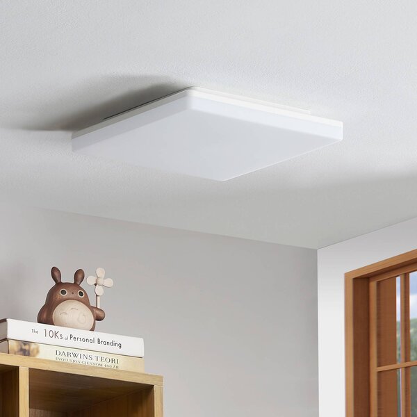PRIOS Artin stropné LED svetlo, senzor, hranaté, 28 cm, Biela / opálová, Kúpeľňa, Plast, Moderný, Stropné svetlo