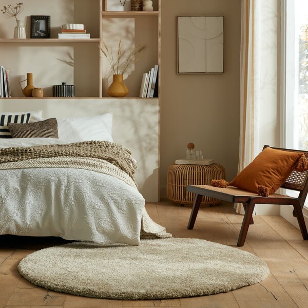 Flair Rugs , Kusový koberec Shaggy Teddy Natural kruh, 133x133 (priemer) kruh, béžová, detská izba