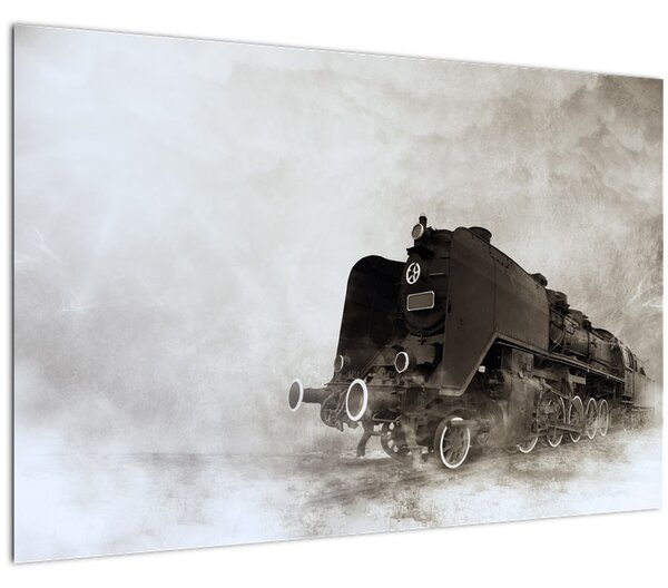 Obraz - Vlak v hmle (90x60 cm)