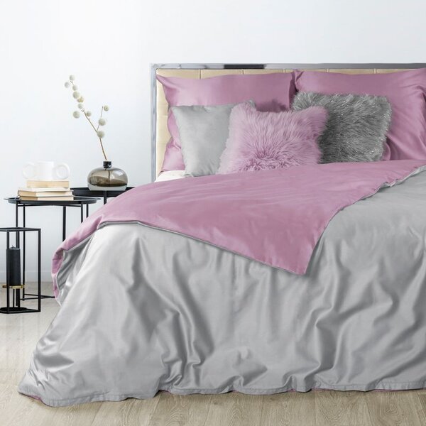 Obojstranné saténové posteľné obliečky ružovej farby Ružová
