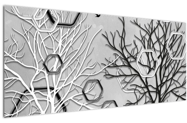 Abstraktný obraz so stromami (120x50 cm)