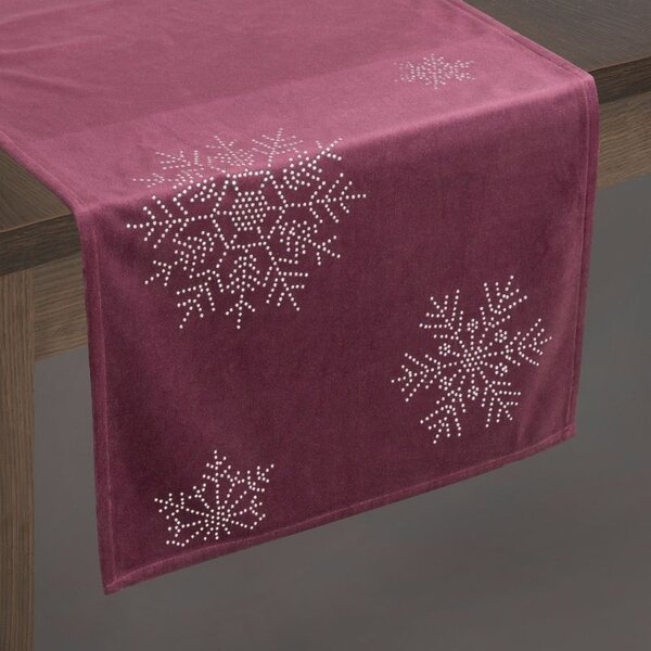 Vianočná zamatová štóla na stôl bordovej farby Bordová