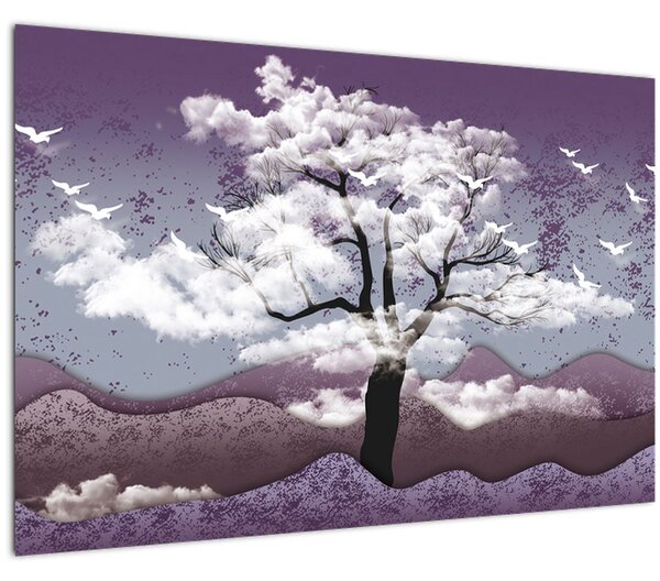 Obraz - Strom v oblakoch (90x60 cm)