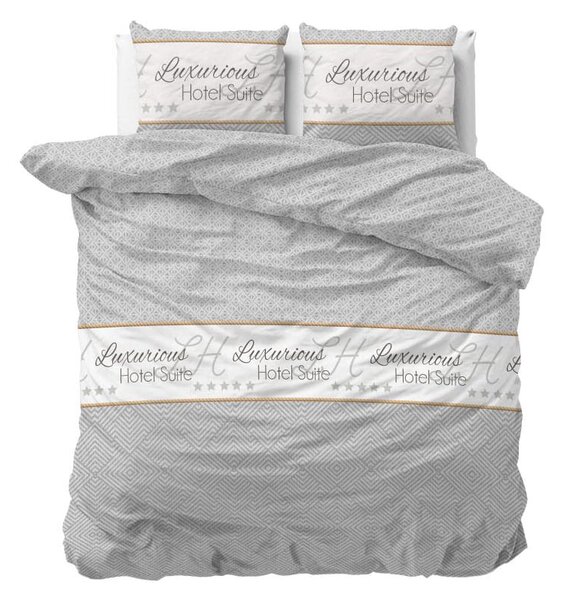 Elegantné bielo sivé vzorované posteľné obliečky z kolekcie LUXURIOUS LIFE 200 x 220 cm Biela