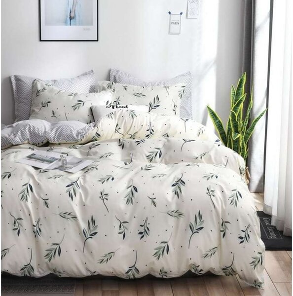 Krémové posteľné obliečky s motívom listov krémová