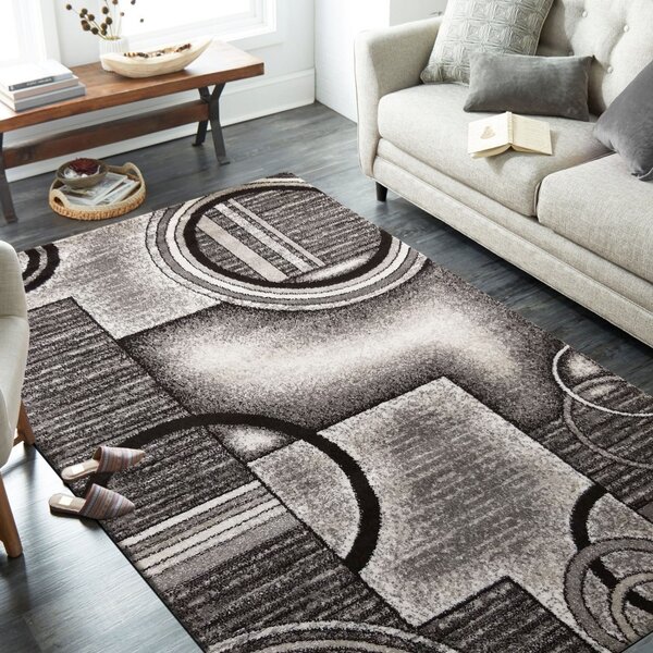 Moderný koberec s motívom kruhov sivej farby Šírka: 60 cm | Dĺžka: 100 cm