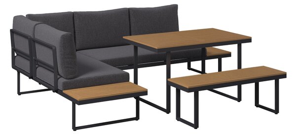 TERASOVÁ SEDACIA SÚPRAVA 4-dielne, kov, plast, textil Ambia Garden - Online Only záhrada, Online Only