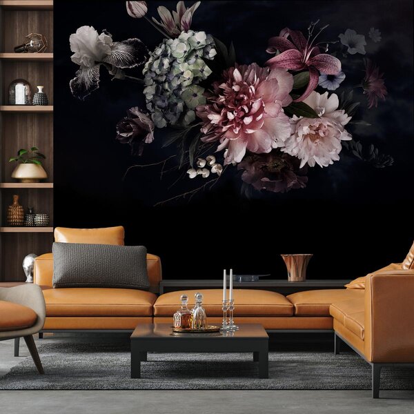 Fototapeta - Kvety na čiernom pozadí (147x102 cm)