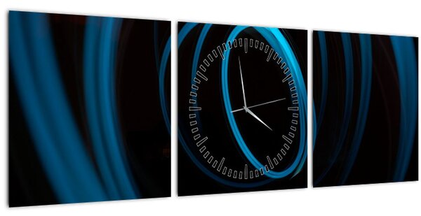 Obraz modrej čiary (s hodinami) (90x30 cm)