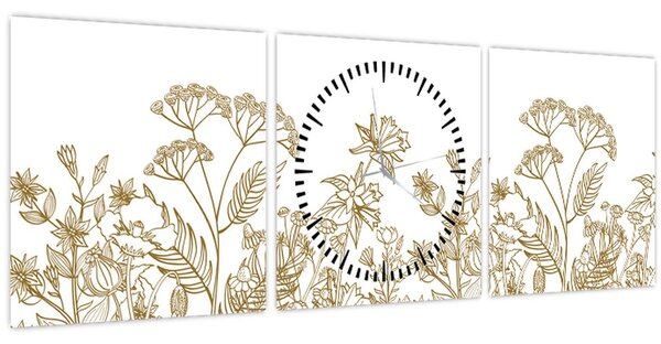 Obraz - Lúčne kvety (s hodinami) (90x30 cm)