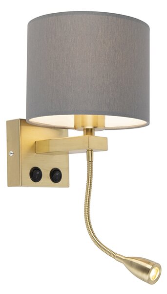 Art Deco nástenná lampa zlatá s sivým tienidlom - Brescia