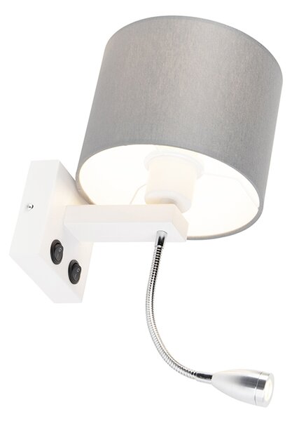 Moderná nástenná lampa biela so sivým tienidlom - Brescia