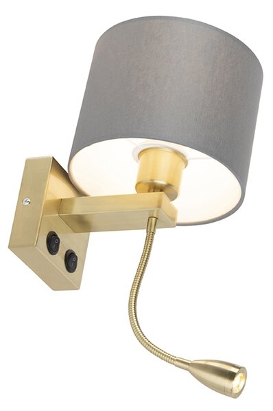 Art Deco nástenná lampa zlatá s sivým tienidlom - Brescia