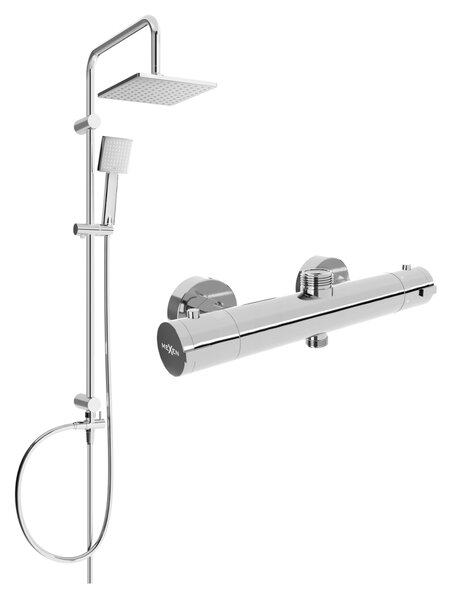 Mexen Tord, sprchový set s dažďovou sprchou a KAI termostatickou sprchovou batériou, chrómová, 77150200-00