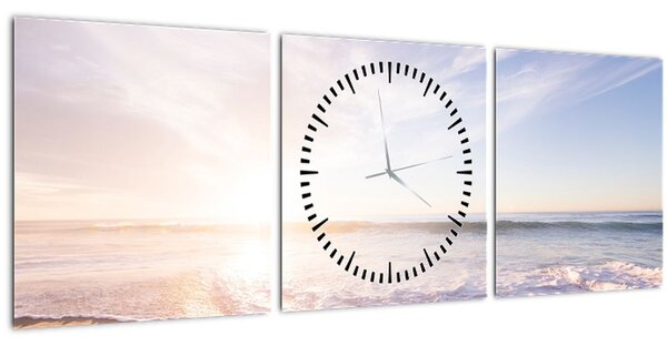 Obraz piesočnatej pláže (s hodinami) (90x30 cm)