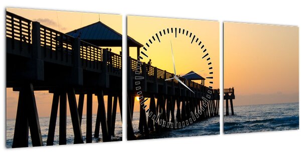 Obraz pláže (s hodinami) (90x30 cm)
