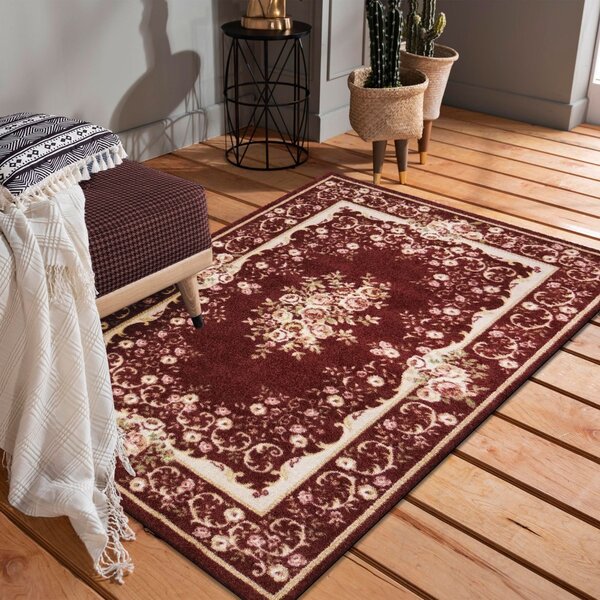 Červený kvetinový koberec vo vintage štýle Šírka: 120 cm | Dĺžka: 170 cm