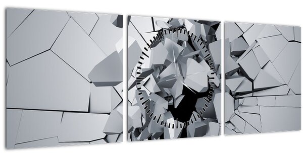 Obraz abstrakcie 3D (s hodinami) (90x30 cm)