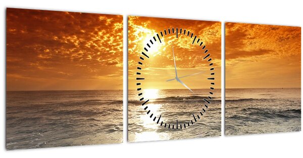 Obraz západ slnka na Korzike (s hodinami) (90x30 cm)