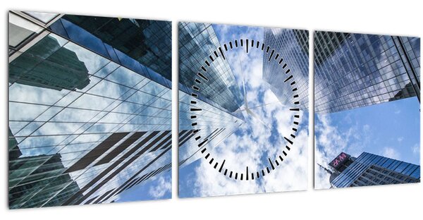 Obraz mrakodrapov (s hodinami) (90x30 cm)