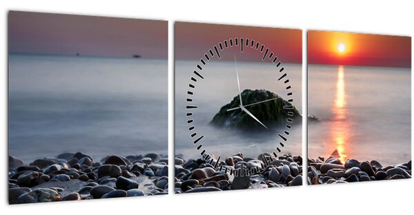 Obraz - Na pobreží (s hodinami) (90x30 cm)