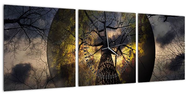 Obraz - Záhadné nebo (s hodinami) (90x30 cm)