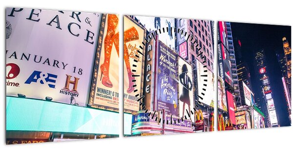 Obraz - New York Theater District (s hodinami) (90x30 cm)