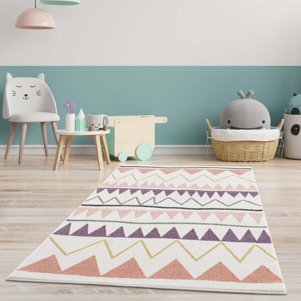 Moderný detský farebný koberec ZIG ZAG krémová Šírka: 80 cm | Dĺžka: 150 cm