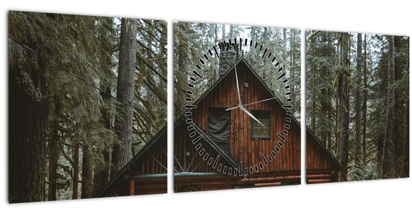 Obraz - Horská chata (s hodinami) (90x30 cm)