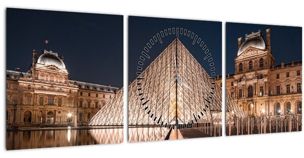 Obraz - Louvre v noci (s hodinami) (90x30 cm)