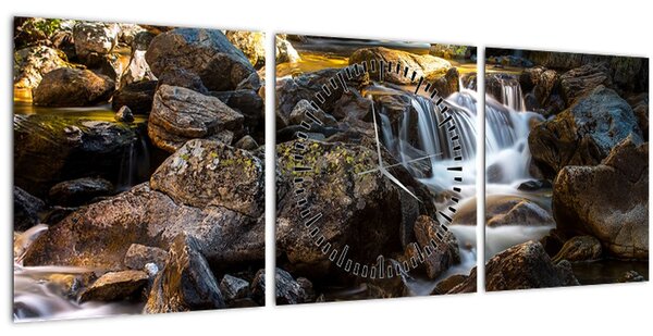 Obraz kamenistého potoku (s hodinami) (90x30 cm)