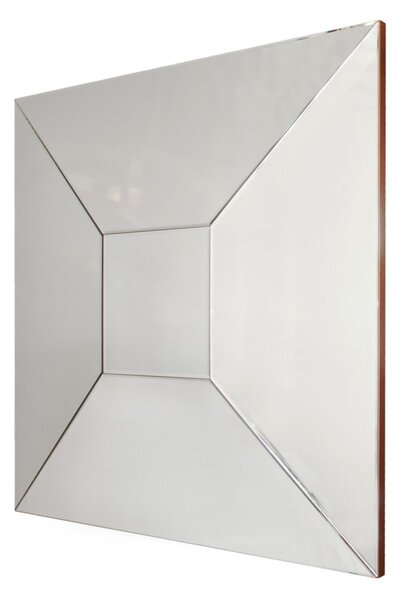 DECOREUM Štvorcové zrkadlo Alcamo s vypuklým trojrozmerným panelom 100x100 cm strieborné