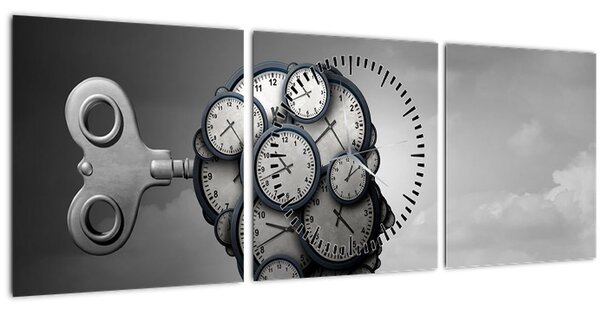 Umelecký obraz hlavy s hodinami (s hodinami) (90x30 cm)