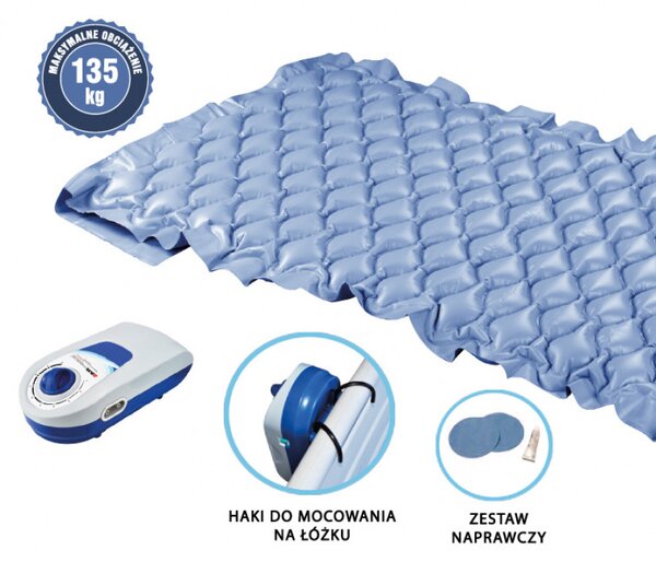 Antidekubitný matrac s kompresorom, s nosnosťou do 135 kg, 200 cm