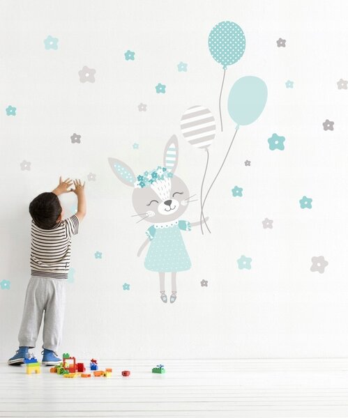 Nálepka na stenu pre dievčatko zajačik 92 x 55 cm