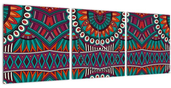 Obraz ornamentálne abstrakcie (s hodinami) (90x30 cm)
