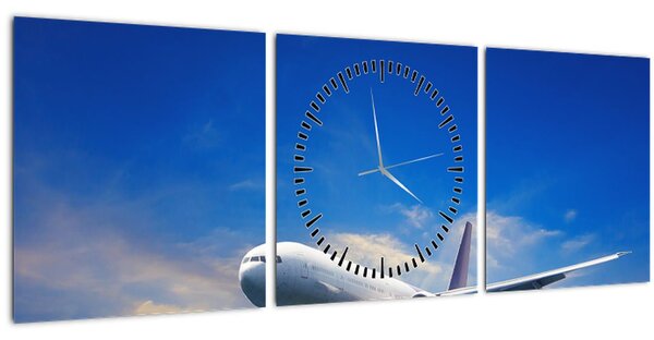 Obraz lietadla (s hodinami) (90x30 cm)