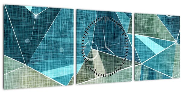 Obraz - Tyrkysová abstrakcia (s hodinami) (90x30 cm)