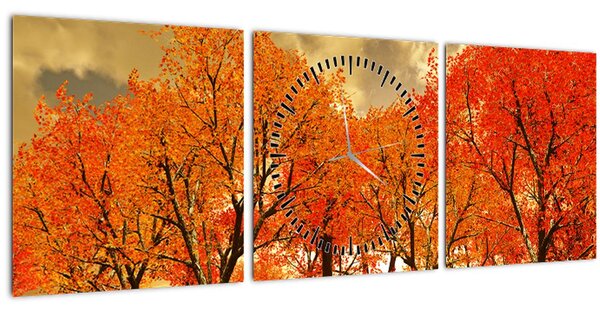 Obraz - Jeseň (s hodinami) (90x30 cm)