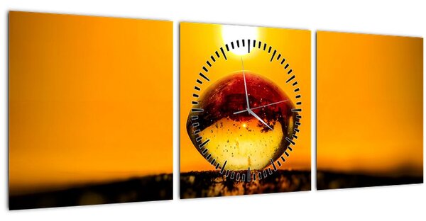 Obraz sklenené kvapky (s hodinami) (90x30 cm)