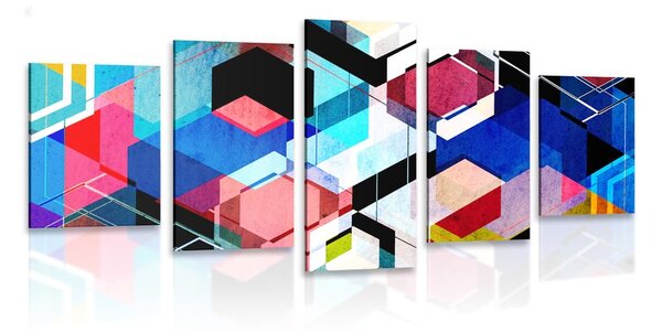 5-dielny obraz abstraktná geometria