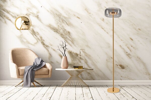 Toolight - podlahová stojaca lampa Reno E27, 300216, zlatá, OSW-09853