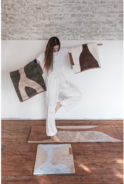 Bielo-béžový prateľný bavlnený koberec 50x80 cm Figura – Mette Ditmer Denmark