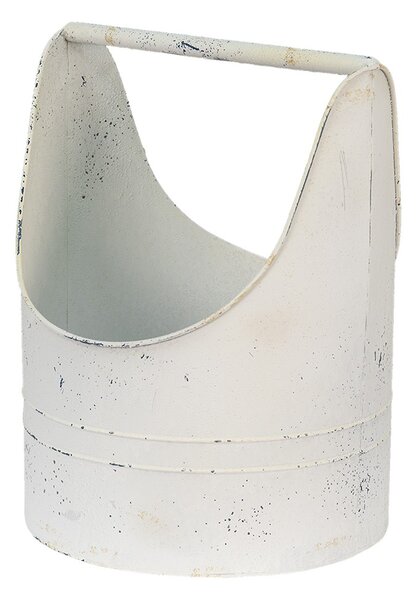Béžový plechový obal na kvetináč s držadlom Fun Antique - 30*29*40 cm - Clayre & Eef